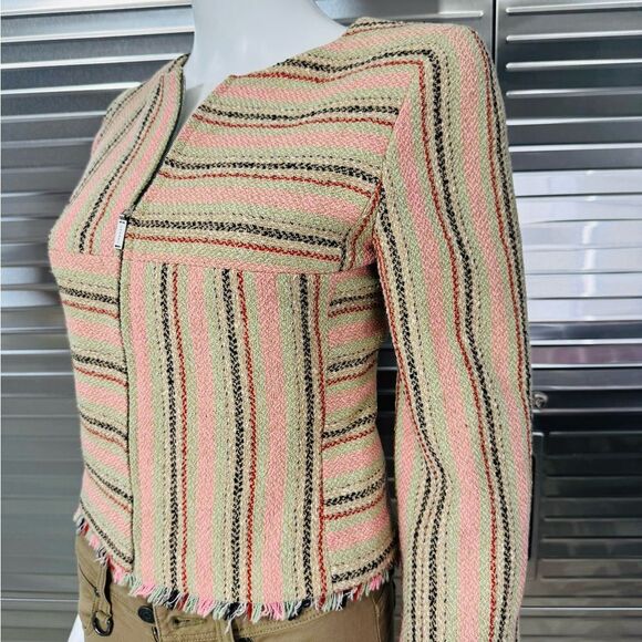 Chanel Wool Tweed Fringe Striped Jacket 36 FR - Picture 3 of 13